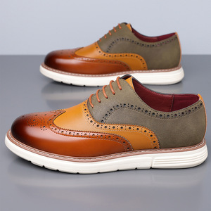 Color Genuine Leather Brogue Oxford <strong>Shoes</strong> Light White Platform Sole Lace up Formal Casual Dress <strong>Shoes</strong> for <strong>Wedding</strong> Party - Product Image 1