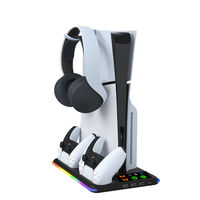 Support de refroidissement multifonctionnel HA-8008 pour PS5 Slim Disc et PS5 Slim Digital, support de charge et de rangement