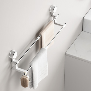 Porte-serviettes à ventouse pour salle de bain, <span class=keywords><strong>sans</strong></span> perçage, en aluminium spatial, porte-serviettes de bain, rangement de salle de bain, barre à serviettes rétractable - Product Image 4
