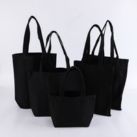 Sac fourre-tout en toile de coton noir personnalisable, réutilisable, écologique, pliable, à bandoulière, pour la promotion du marché
