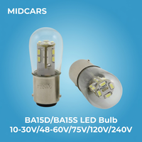 Ampoule LED Ba15s avec couvercle en verre 110V, lumière à baïonnette haute performance pour éclairage de machines spécialisées, lampe d'appareil, blanc 1,5W