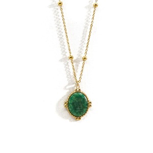 Collar de cadena de eslabones 316L de acero inoxidable de moda de lealtad para mujer, piedra Natural, Serie de Jade <span class=keywords><strong>africano</strong></span>, chapado en oro de 14K - Product Image 6