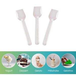 Cucchiaio compostabile trasparente per gelato da 10 cm, cucchiaio monouso per servire il gelato - Product Image 4