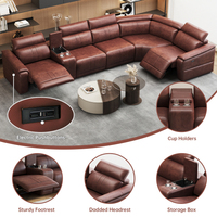 Canapé inclinable électrique moderne OEHOME, ensemble modulaire 5 places avec console de rangement, ports USB, revêtement capitonné en polyester
