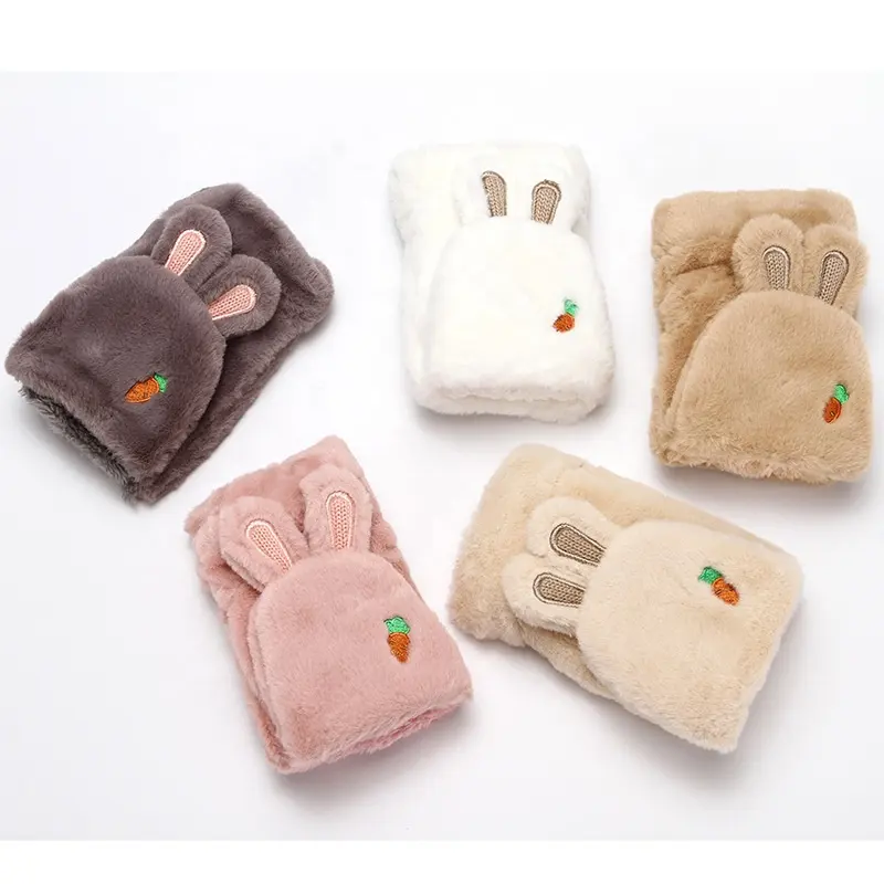 2022 guanti invernali personalizzati adorabili guanti invernali per ragazze carine con patta di calore in peluche