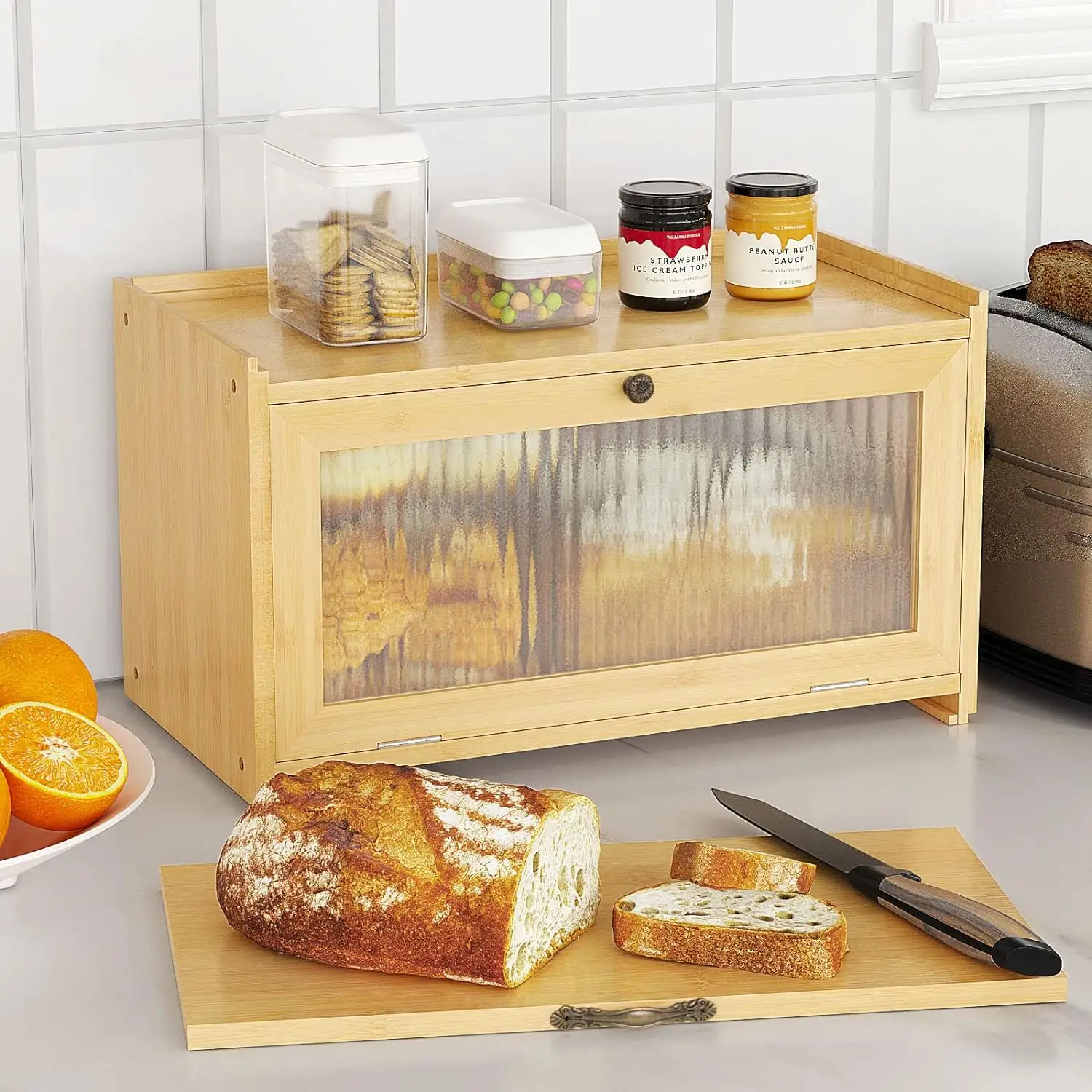 Кухонная стойка органайзеры для Хранения Хлеба Бамбуковый Контейнер Для Хранения Хлеба большой ящик для хлеба для кухни столешницы