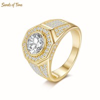 Bague pour homme Dominant 2 carats solitaire VVS Moissanite, monture en argent sterling S925 électroplaqué, logo personnalisé, vente en gros B2B