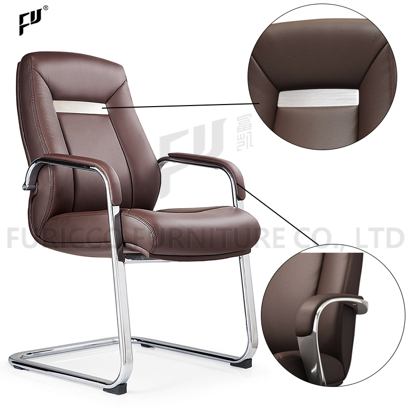 Office Furniture Factories in Foshan Modern Wholesale PU Leather Conference  Visitor Executive Office Chairs Without Wheels