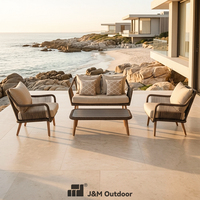 Ensemble de canapés tressés à la main J&M Outdoor Bulk Premium pour 4 personnes, idéal pour la cour, le village de vacances, le jardin et la pelouse