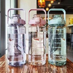 Summer Camping Sports <b>Bottle</b> Straw Cap Reusable Waterproof 2000ml Capacity for Men Women Handheld Food-Safe Plastic Drinkware - Product Image 1