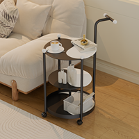 Table d'appoint coulissante amovible avec chariot, plateau en verre trempé multicouche et cadre noir