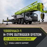 Grue tout-terrain 100t prête à l'exportation avec moteur de 316 kW et transmission 8x4 pour sites étrangers