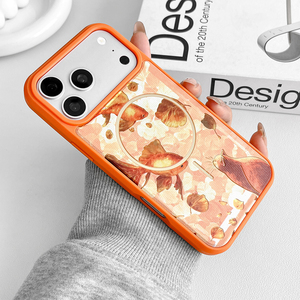 Custodia per telefono <span class=keywords><strong>2</strong></span> in 1 con ricarica wireless, antiurto, texture dorata, motivo floreale colorato, per iPhone 17 Pro Max - Product Image 3