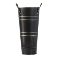 Vase en métal galvanisé de style français avec poignée, 6 pièces, blanc, style farmhouse, idéal pour les arrangements floraux séchés