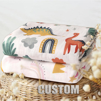 Couverture de réception en mousseline pour bébé à impression personnalisée Couverture d'emmaillotage unisexe en coton doux pour nouveau-né Couverture tricotée pour bébé