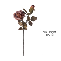 MW66015 Fleurs artificielles à tige unique Rose Vintage Branche Bouclée Roses en soie brûlée pour la maison Décoration de fête de mariage