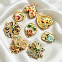 Pendentifs Breloques Coquillage en Acier Inoxydable P478 Plaqué Or 18K avec Strass Multicolores, Anti-ternissement, Style Vintage