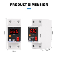 Limiteur de courant électrique automatique AC 2P 63A avec récupération automatique et protection contre les surcharges, relais électronique, disjoncteur
