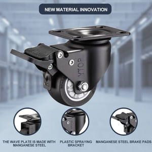 Lenkrad Hersteller Schwarz 2 Zoll Lenk rollen mit Bremsen Trolley PU Swivel <span class=keywords><strong>Caster</strong></span> - Product Image 4