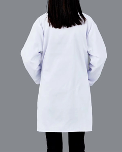 เสื้อกาวน์แพทย์ทรงคลาสสิคแบบทอสำหรับทุกเพศ สีขาว เสื้อกาวน์ยาวสำหรับใช้ในโรงพยาบาล - Product Image 6