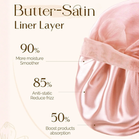 Bonnet de nuit double couche et réversible, respirant, doux, en satin, avec large bande réglable, pour femmes, réduit les frisottis