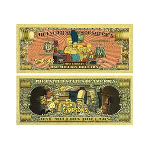 Amerikaanse Amine Cartoon Familie Gouden Folie Bankbiljet - 1 Miljoen Dollar Collectible Grappige Geanimeerde Figuren Cadeau Huisdecoratie - Product Image 3