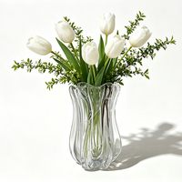 Vase à fleurs en verre artisanal de luxe, design moderne à bouche ouverte, idéal pour la décoration de la maison, du bureau et des événements