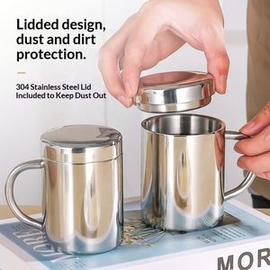 แก้วน้ำสแตนเลสสองชั้นขนาด 10 ออนซ์ พร้อมฝาปิดกันหก สำหรับกาแฟ - Product Image 4