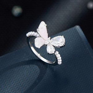 Butterfly <b>Open</b> <b>Ring</b> With Crystal Zircon Adjustable Index Finger <b>Ring</b> For Party Jewelry - Product Image 1