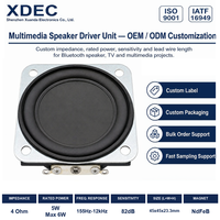 Haut-parleur multimédia XDEC 45x45x23.3H mm 1.77 pouces 4 Ohm 5W/6W à cône en papier pour haut-parleurs Bluetooth