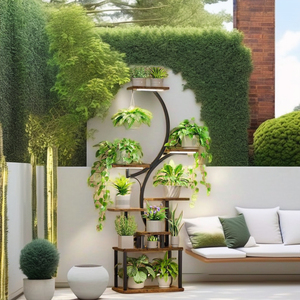 Gran oferta, <span class=keywords><strong>macetas</strong></span> grandes en forma de S con 8 niveles, <span class=keywords><strong>macetas</strong></span> de 62 \ ", soporte de esquina para plantas, soporte de luz para cultivo de interior para el hogar, oficina y exteriores - Product Image 2