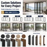Porte pliante en aluminium sur mesure, paroi de séparation, verre trempé, porte patio en alliage d'aluminium, design coulissant pliant, pliable