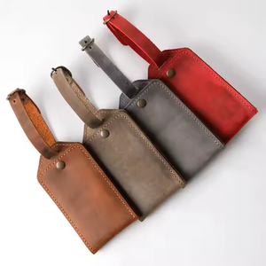 Bavul ve seyahat çantaları için özel Logo Premium Pu etiketleri ile kişiselleştirilmiş Vintage hakiki deri bagaj etiketi - Product Image 1