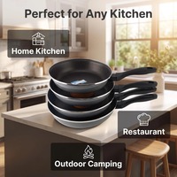 Wajan Penggorengan Anti Lengket Baja Karbon Gagang Bakelite 20-28cm Bulat untuk Kompor Gas Induksi Peralatan Masak Dapur