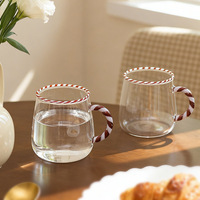 Mug à café en verre borosilicate 430 ml, design unique avec bords en spirale, décorations personnalisées, compatible lave-vaisselle et micro-ondes, nouveauté pour le bureau, vente en gros