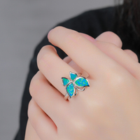 Bague en argent 925 classique XYOP avec opale bleue feu et papillon, bijoux en argent 925, anel de prata, pour souvenir