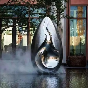 Escultura Moderna SENZHAO de Acero Inoxidable con Forma de Huevo, Escultura Artística Personalizada para Parques Temáticos al Aire Libre - Product Image 1