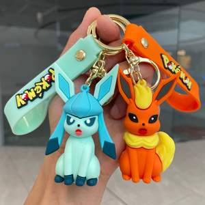 Vente en gros de porte-clés en caoutchouc 3D Anime Pokemoned PVC Cartoon Pikachu Eevee Silicone Pokem - Product Image 6