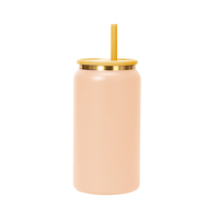 Gobelet isotherme en acier inoxydable de 16 oz, plaqué or, revêtement en poudre, à double paroi, pour gravure laser (type canette de soda)