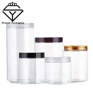 Wholesale Of Spot Plastic Transparent Sealed PET Cans Circular Spiral Tea And Nut Wide Mouth Packaging Bottles