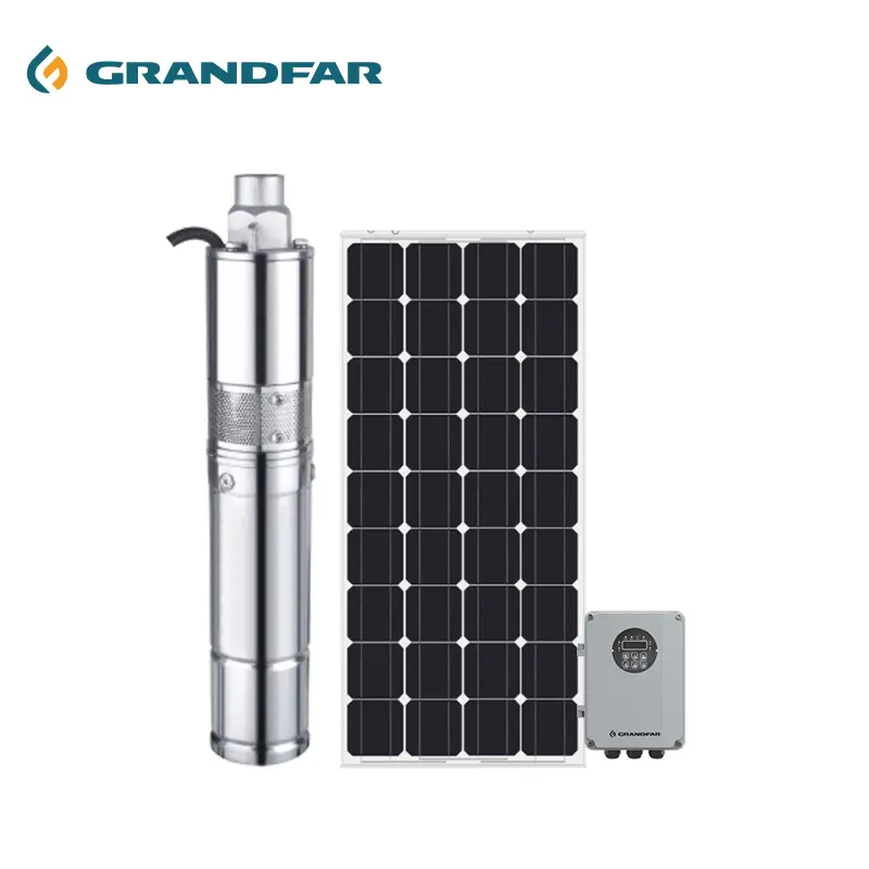 Grandfar SQGD 0.8HP 하이 헤드 농업 및 관개 야외 600W 태양 펌프 수중 태양 에너지 깊은 우물 물 펌프