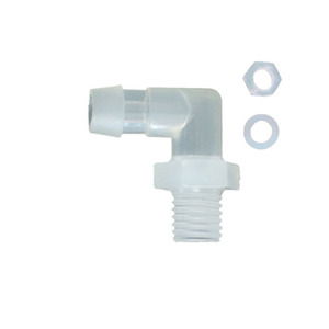 Conjunto de Codo Pagoda con Rosca Macho de 12 mm, Completo con Tuerca y Arandela para Línea de Procesamiento de Conectores de Manguera de Plástico - Product Image 1