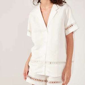 Conjunto de Lino Personalizado para Mujer, Verano 2025, Traje de Lino Holgado con Botones y Manga Corta para Damas - Product Image 3