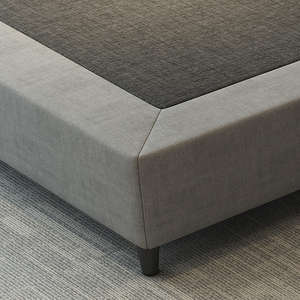 Ensemble de lit double pour hôtel, tête de lit capitonnée, tables de chevet, lits plateforme modernes en bois rembourrés, résistants à l'eau, pour appartements et hôtellerie - Product Image 5