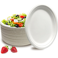 Assiettes en papier 100% compostables, résistantes, 9 pouces, jetables, écologiques, biodégradables, en bagasse de canne à sucre