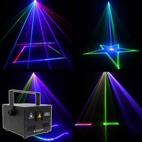 Projecteur laser de scène 8W RGBW en alliage d'aluminium, contrôlé DMX512, faisceaux blanc froid réglables, mélange de couleurs vibrant, intensité variable pour DJ et clubs