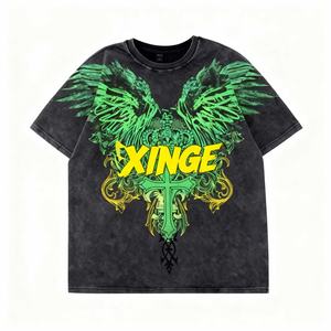 Camisetas Oversize de Cuello Redondo con Estampado Gráfico Personalizado, Estilo Vintage Lavado, Corte Boxy y Corto, de Gran Gramaje, Venta Caliente 2026 - Product Image 1