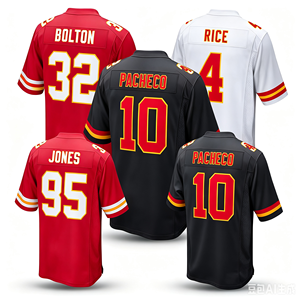 Camiseta de Fútbol Americano de los Kansas City Chiefs Unisex al por Mayor # 15 Mahomes # 32 Bolton # 87 Kelce # 10 Camisetas Pacheco de Manga Corta con Transferencia Térmica - Product Image 1