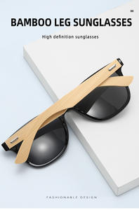 質の良い価格ファッションUV400レトロスタイリッシュなカスタマイズロゴサングラスメンズ竹木製シェードOEM卸売サングラス - Product Image 6