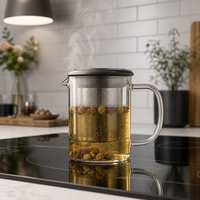 Mug à thé en verre borosilicate de 500 ml avec infuseur en acier inoxydable amovible et couvercle, tasse à thé en verre résistant à la chaleur pour le thé